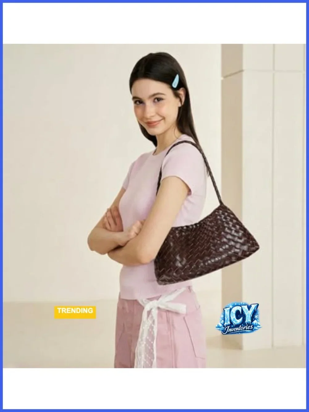 Vegan Leather Woven Hobo Shoulder Bag Handbag Tote